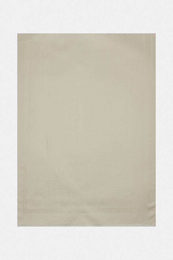 ECRU JACQUARD MODAL WOOL SILK SHAWL