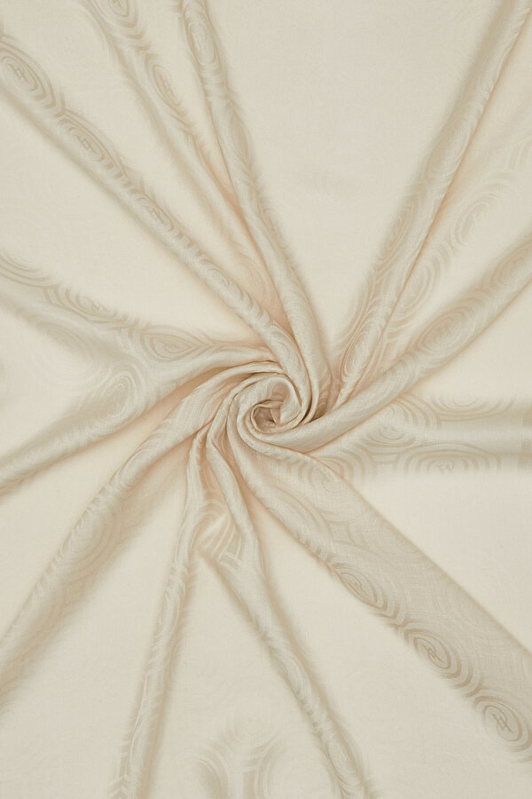 ECRU JACQUARD MODAL WOOL SILK SHAWL 2