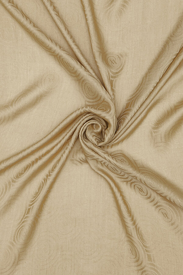 BEIGE JACQUARD MODAL WOOL SILK SHAWL 2