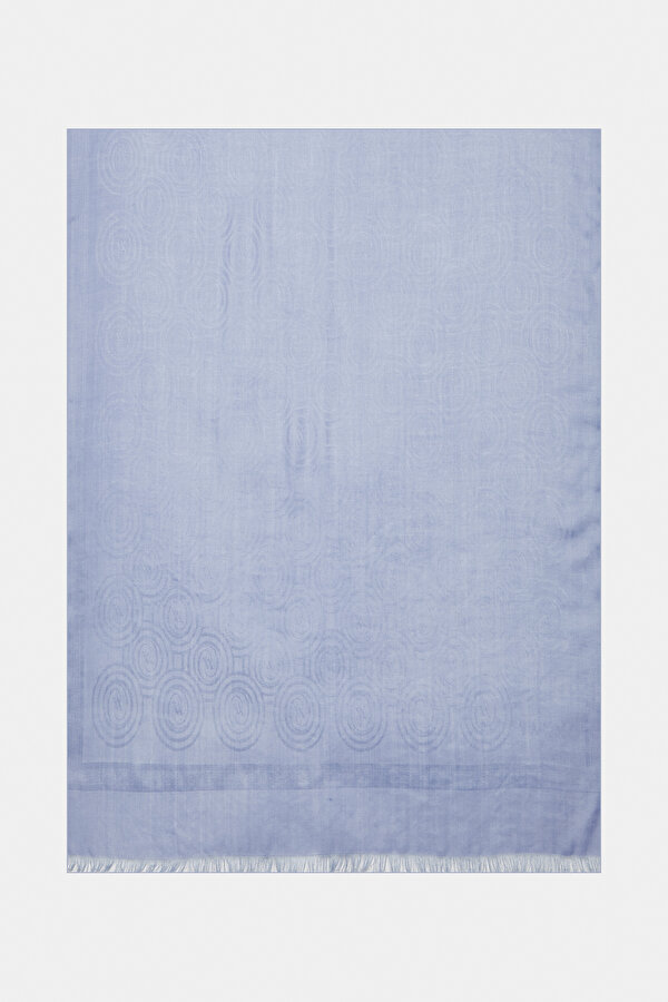 ICE BLUE JACQUARD MODAL WOOL SILK SHAWL