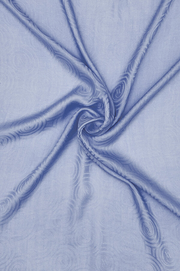 ICE BLUE JACQUARD MODAL WOOL SILK SHAWL 2