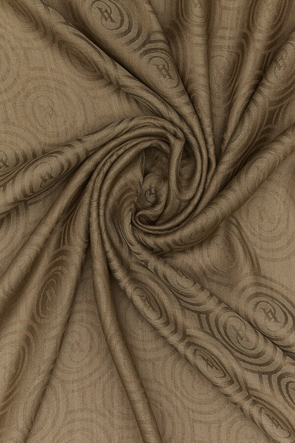 BROWN JACQUARD MODAL WOOL SILK SHAWL 2