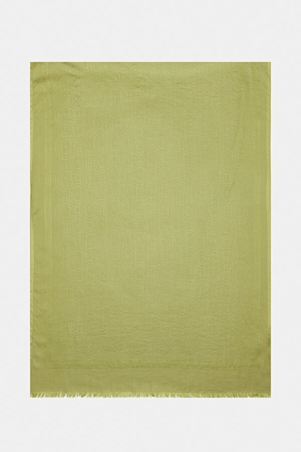 GREEN JACQUARD MODAL WOOL SILK SHAWL
