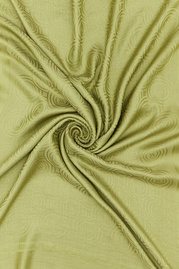 GREEN JACQUARD MODAL WOOL SILK SHAWL 2