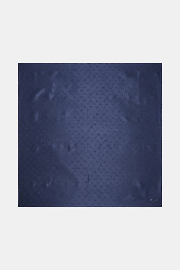 NAVY BLUE JAQUARD SCARF