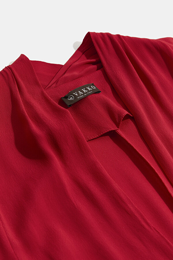 RED LONG SLEEVE MIDI DRESS 7