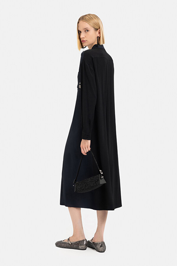 BLACK LONG SLEEVE MIDI DRESS 2