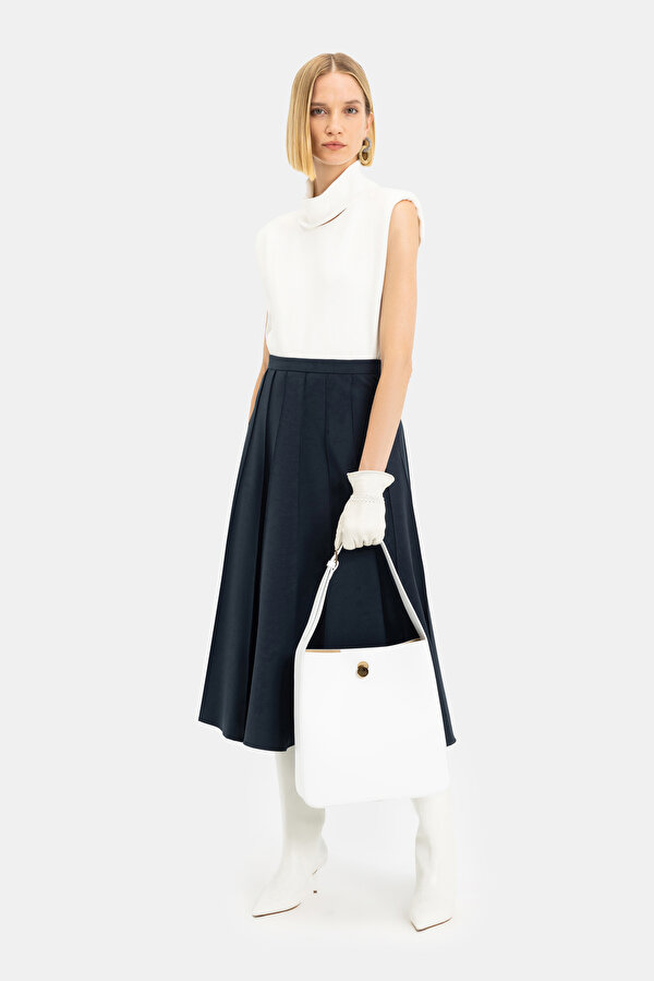 NAVY BLUE MIDI SKIRT