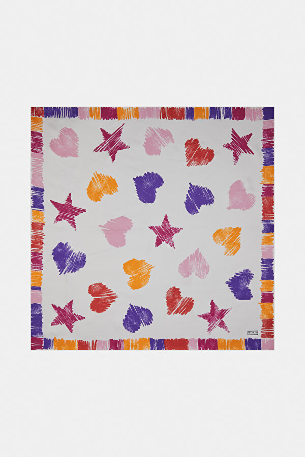 PEMBE OBJE DESENLİ TWILL EŞARP