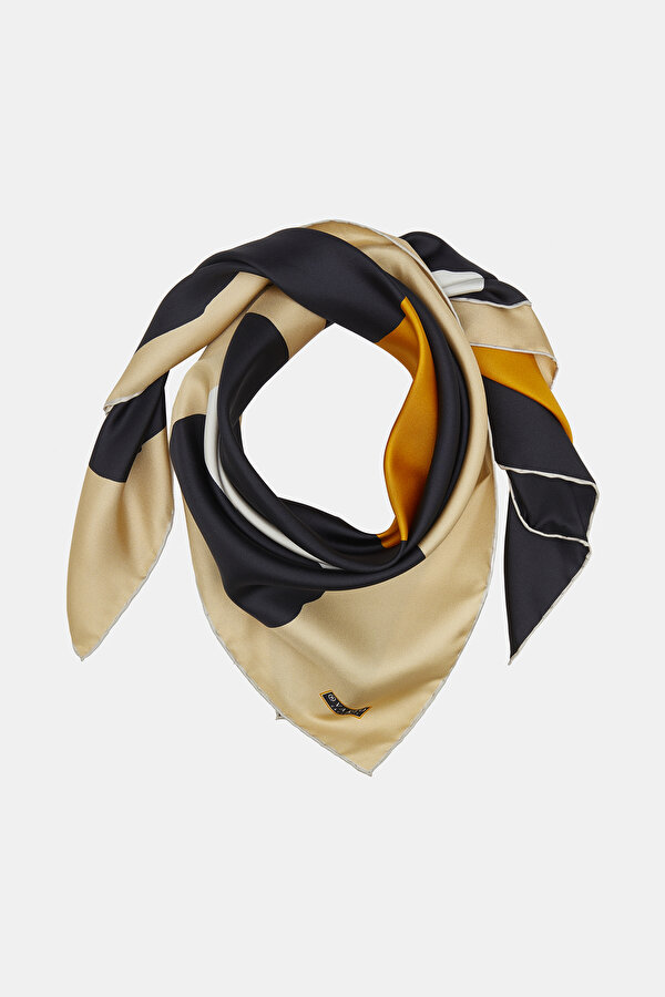 BLACK GEOMETRIC DESIGN TWILL SCARF 2