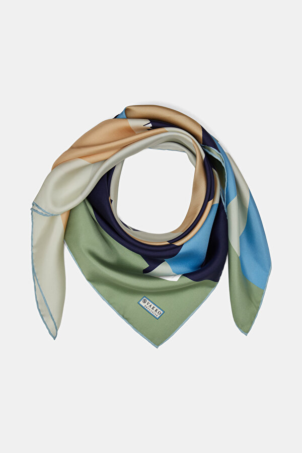 LACİVERT OBJE DESENLİ TWILL EŞARP 2
