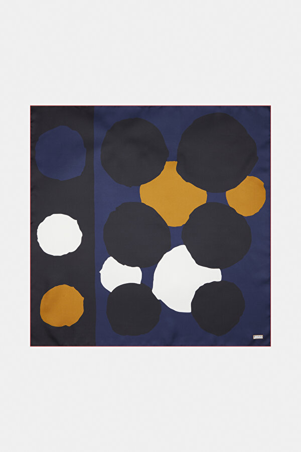 BLACK GEOMETRIC DESIGN TWILL SCARF