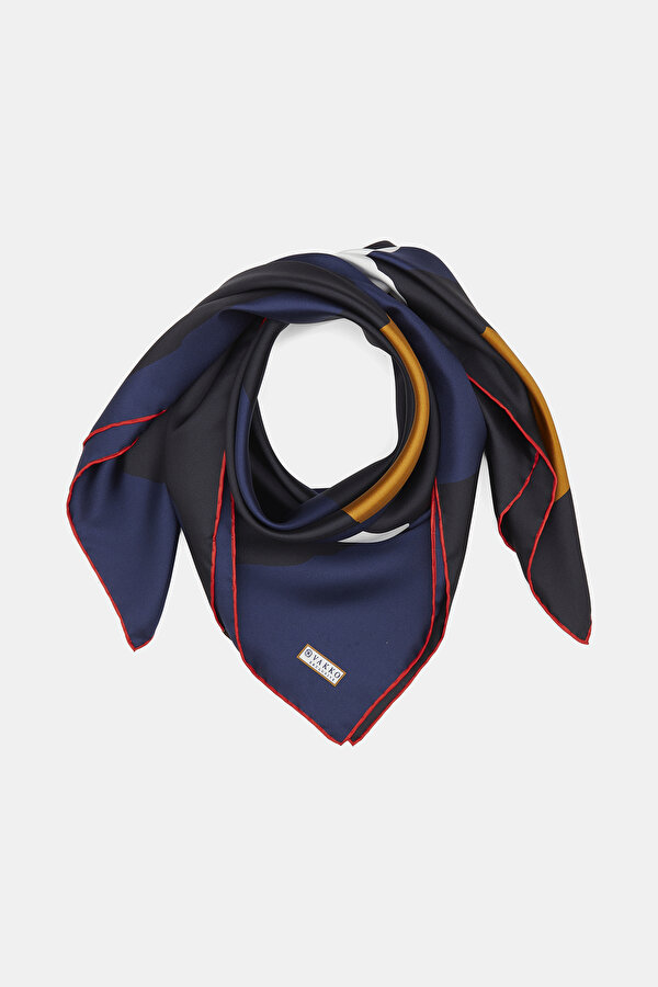 BLACK GEOMETRIC DESIGN TWILL SCARF 2