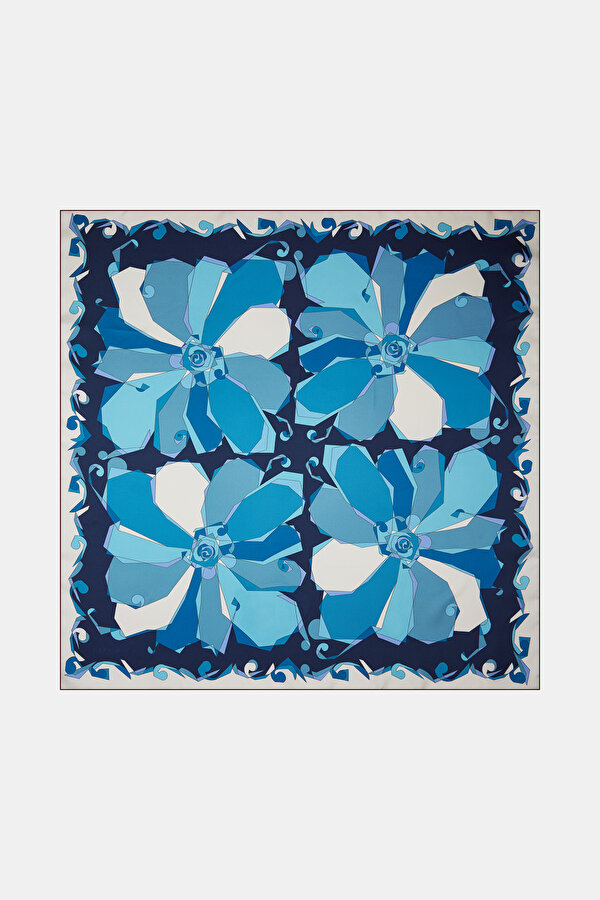 KIRMIZI ÇİÇEK DESENLİ TWILL EŞARP 2