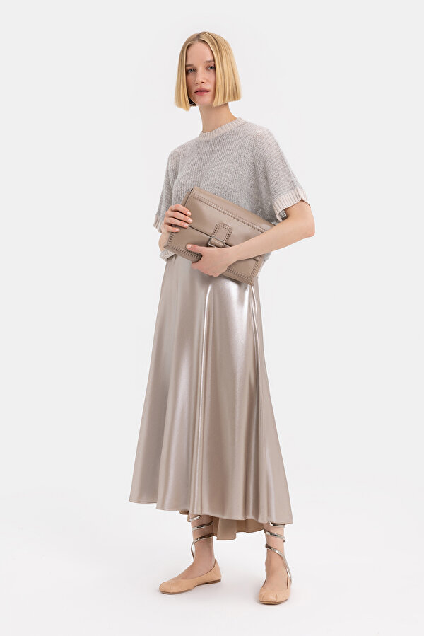 BRONZE VISCOSE MIDI SKIRT
