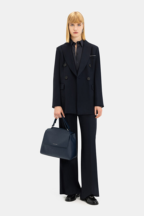 NAVY BLUE SURPLICE NECKLINE (CROSS-OVER NECKLINE) JACKET