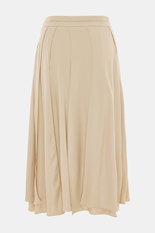 BEIGE VISCOSE/WOOL MIDI SKIRT 6