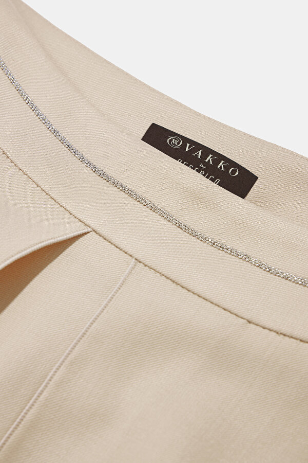 BEIGE VISCOSE/WOOL MIDI SKIRT 7