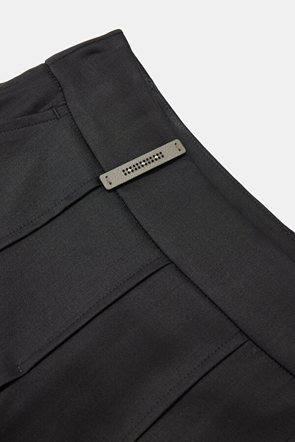 BLACK VISCOSE/WOOL MIDI SKIRT 7