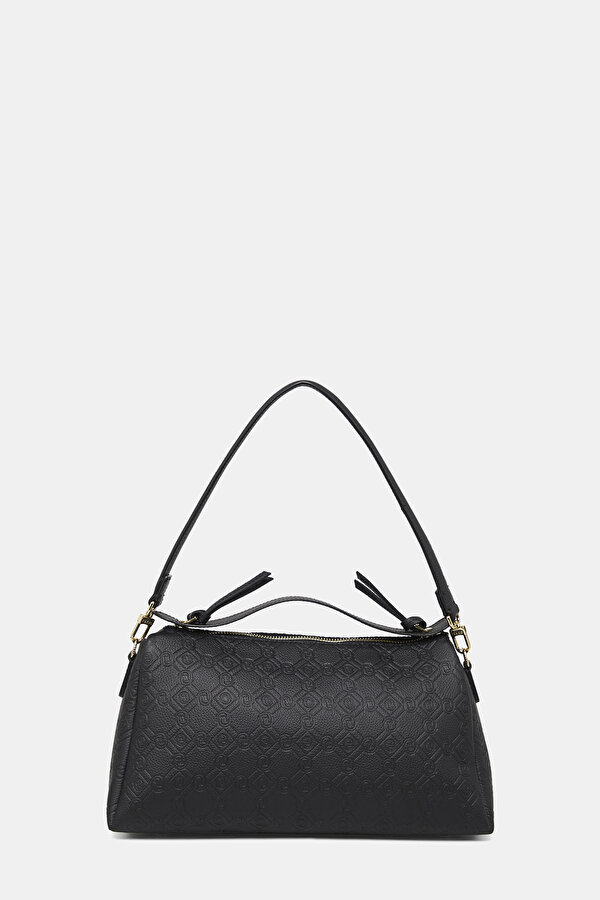 BLACK MONOGRAM LEATHER BAG