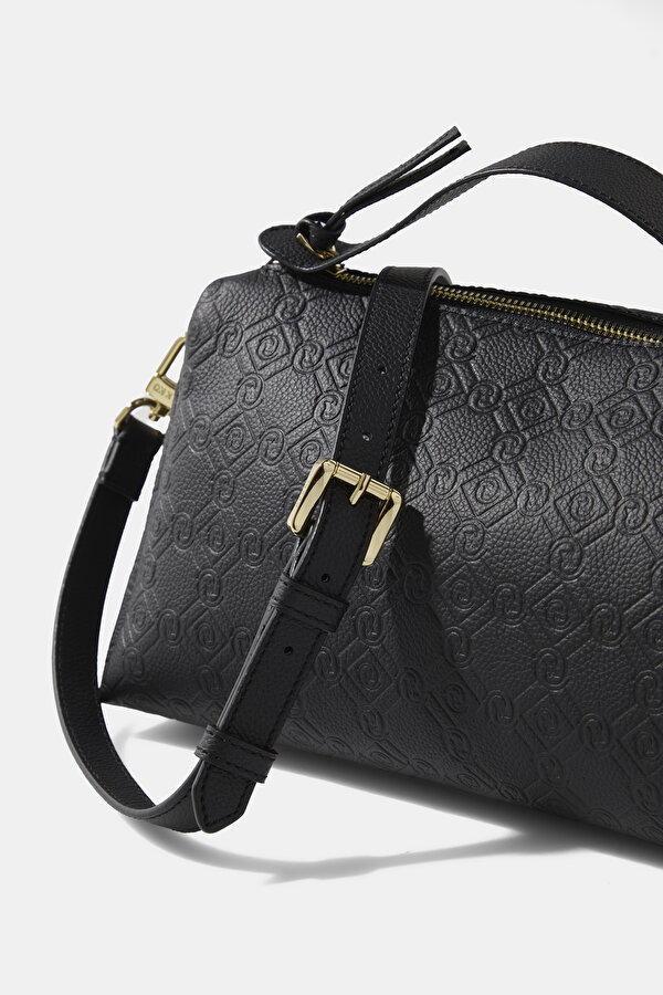 BLACK MONOGRAM LEATHER BAG 6