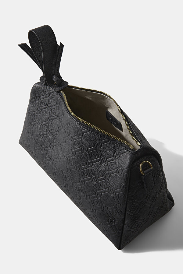 BLACK MONOGRAM LEATHER BAG 7