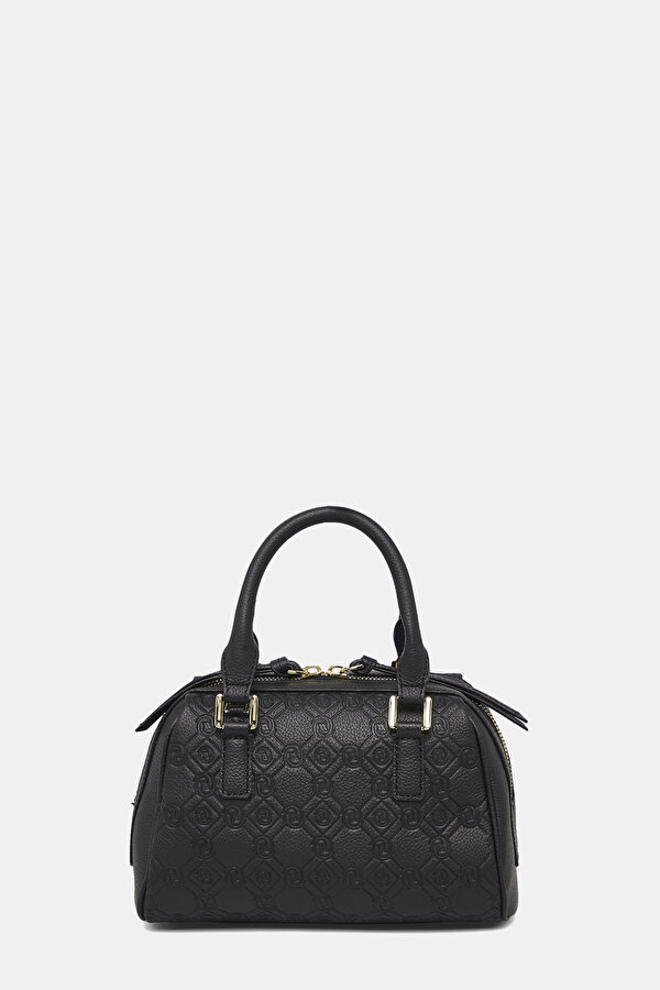 BLACK MONOGRAM LEATHER BAG