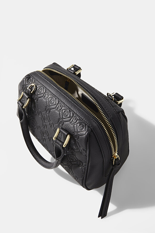 BLACK MONOGRAM LEATHER BAG 6