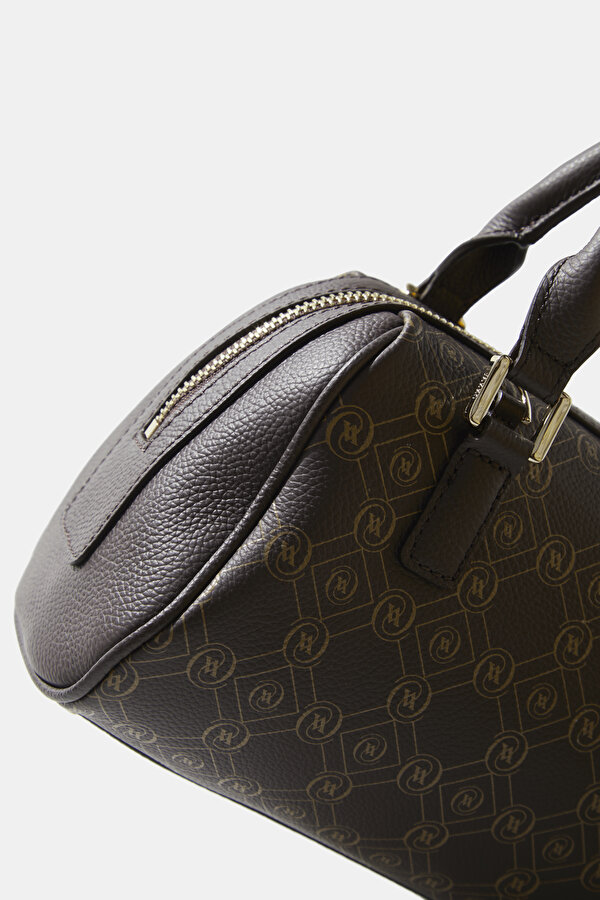 BEIGE MONOGRAM LEATHER BAG 6