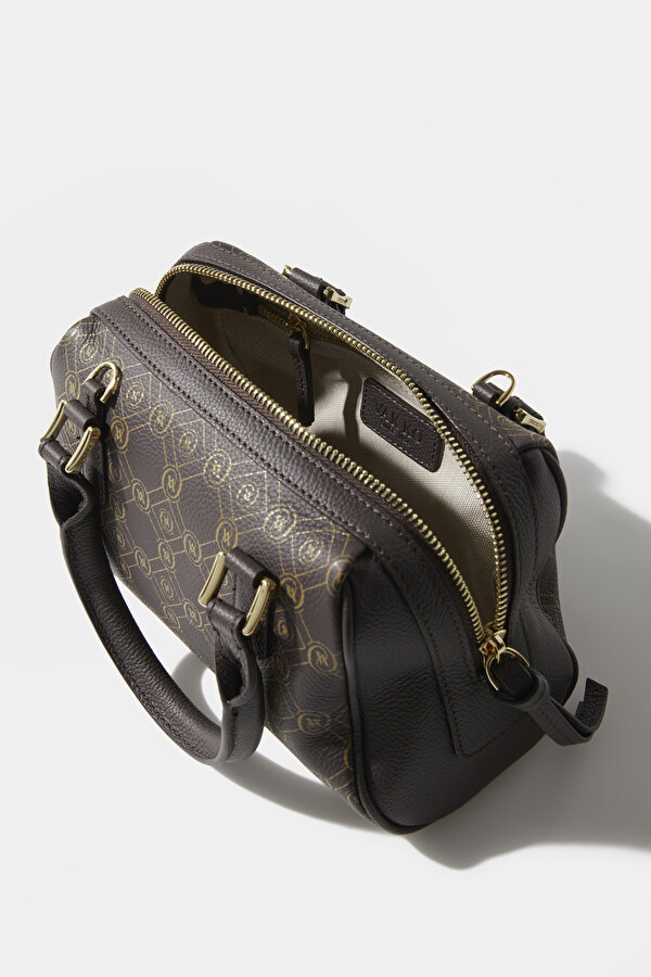 BEIGE MONOGRAM LEATHER BAG 7