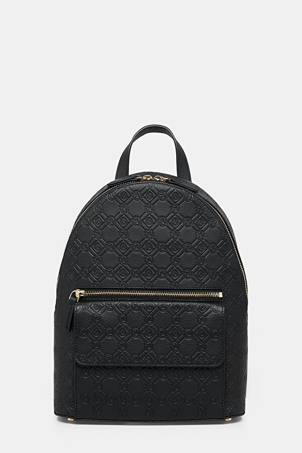 BLACK MONOGRAM LEATHER BAG