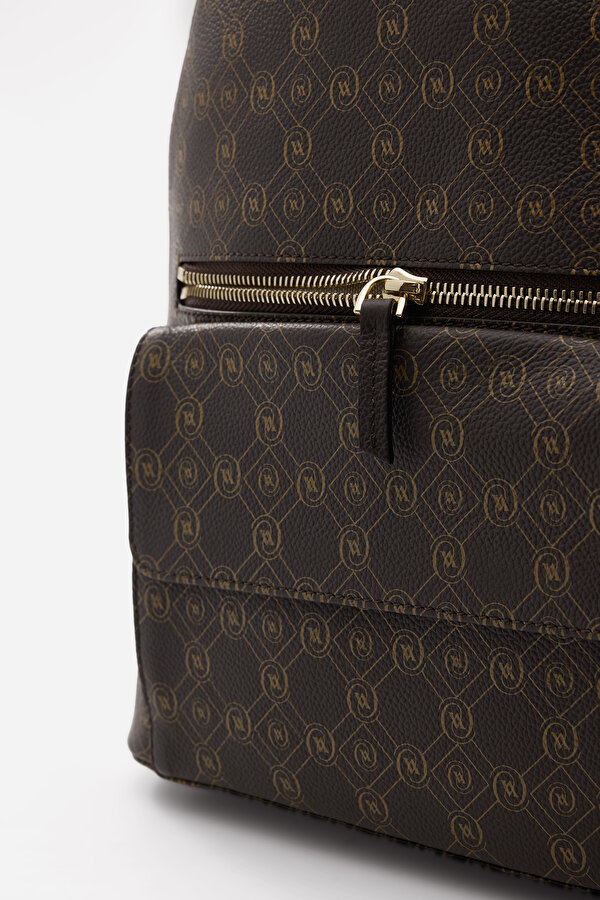 BEIGE MONOGRAM LEATHER BAG 6