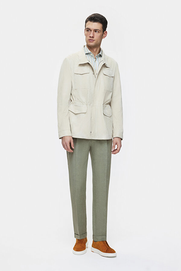 BEIGE LEATHER COAT