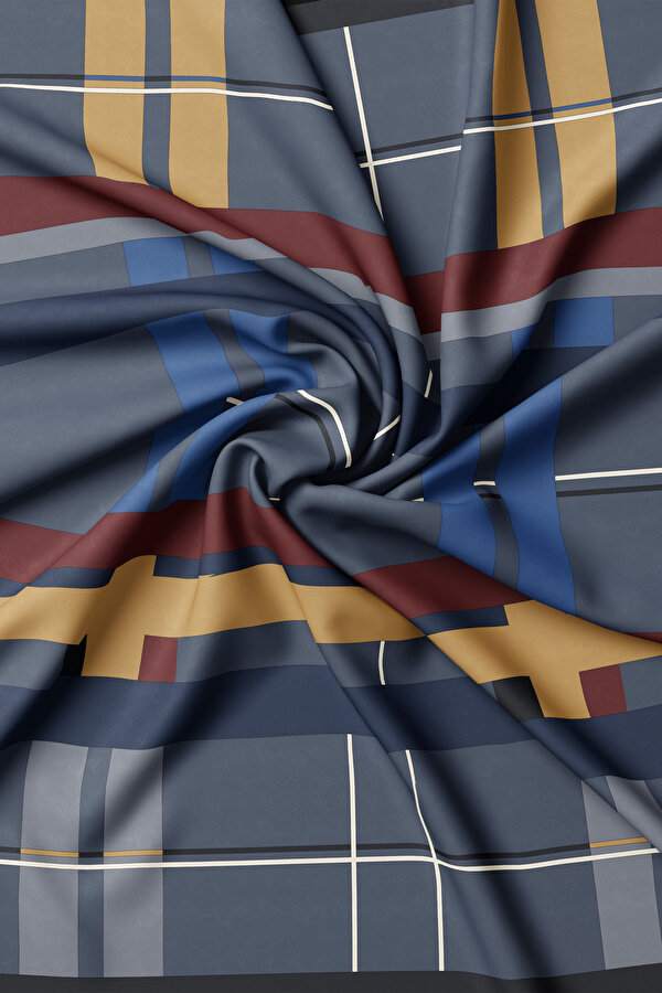 ANTRASİT GEOMETRİK DESENLİ TWILL EŞARP 2
