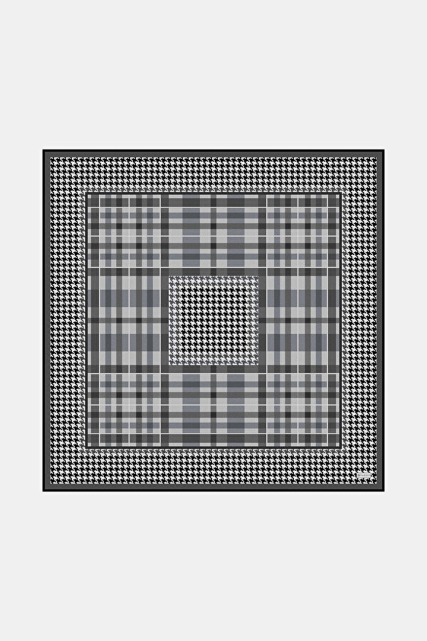 BLACK CHECK TWILL SCARF