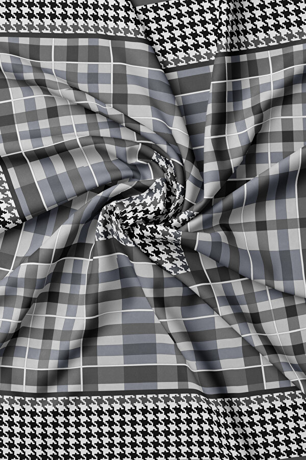 BLACK CHECK TWILL SCARF 2