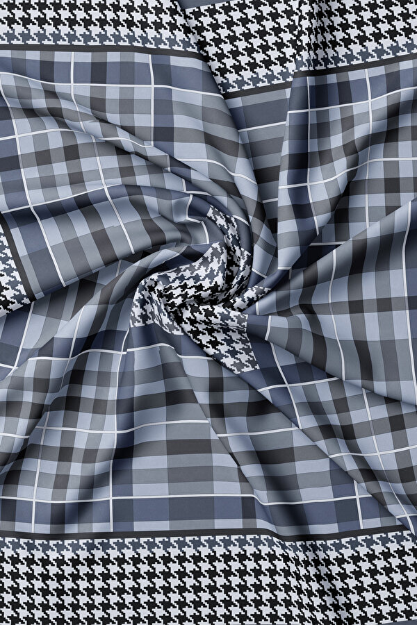 ANTHRACITE CHECK TWILL SCARF 2