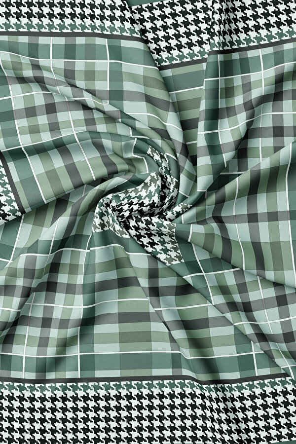 EMERALD GREEN CHECK TWILL SCARF 2
