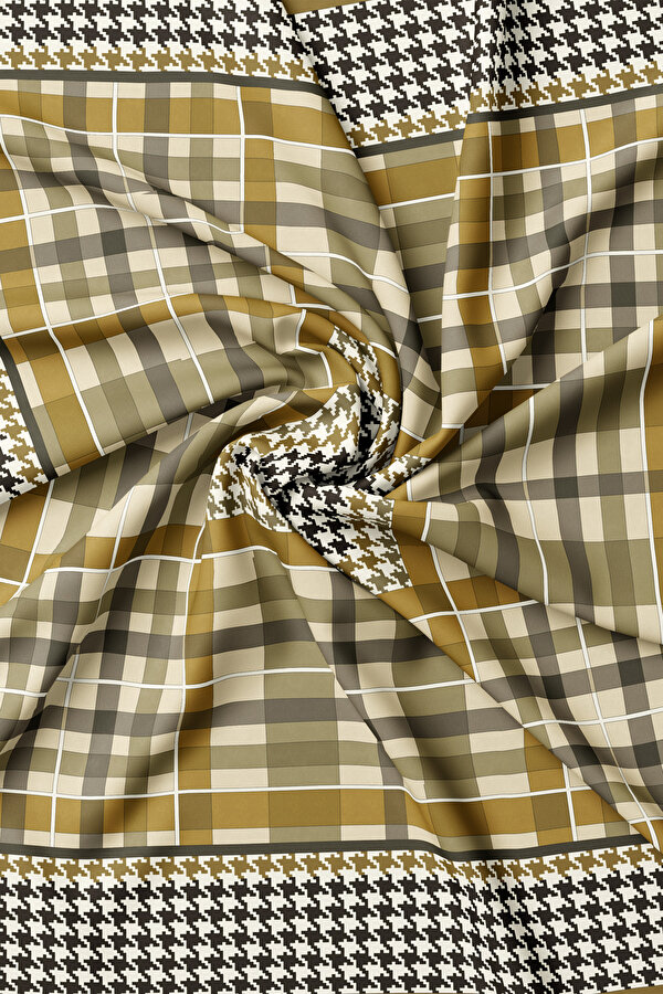 MUSTARD CHECK TWILL SCARF 2