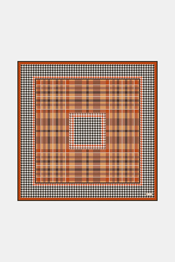ORANGE CHECK TWILL SCARF