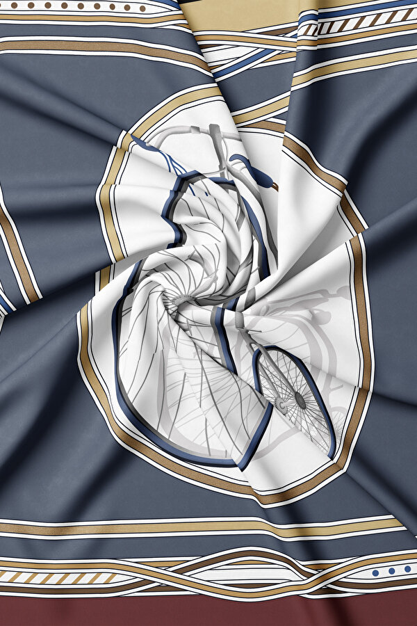 ANTRASİT OBJE DESENLİ TWILL EŞARP 2