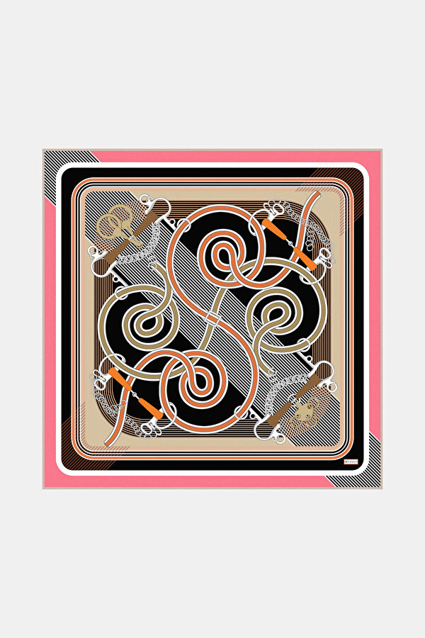 SİYAH GEOMETRİK DESENLİ TWILL EŞARP
