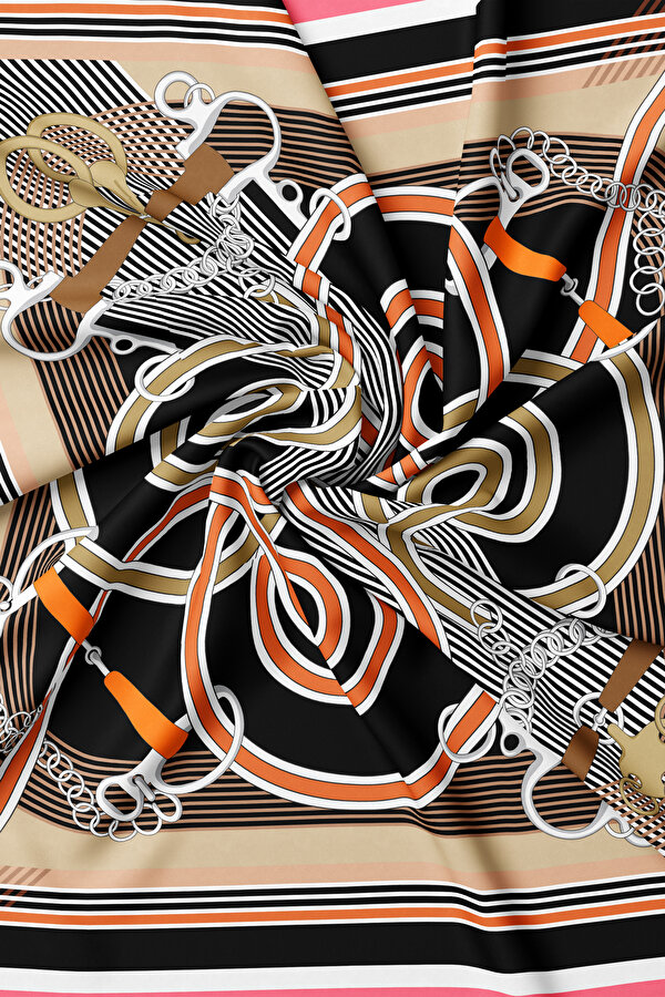 SİYAH GEOMETRİK DESENLİ TWILL EŞARP 2