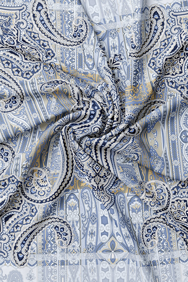 LACİVERT ŞAL DESENLİ TWILL EŞARP 2