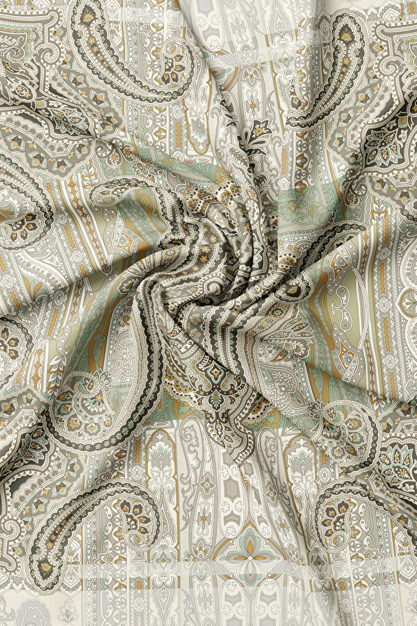 EKRU ŞAL DESENLİ TWILL EŞARP 2