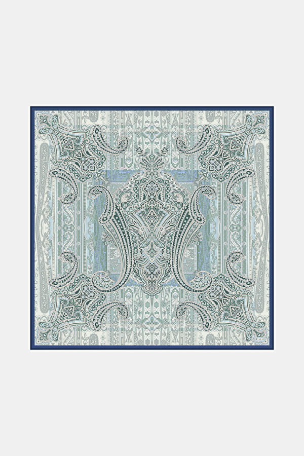 ZÜMRÜT YEŞİLİ ŞAL DESENLİ TWILL EŞARP