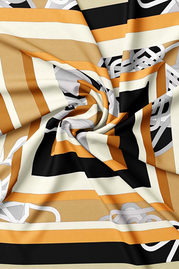 CAMEL GEOMETRİK DESENLİ TWILL EŞARP 2