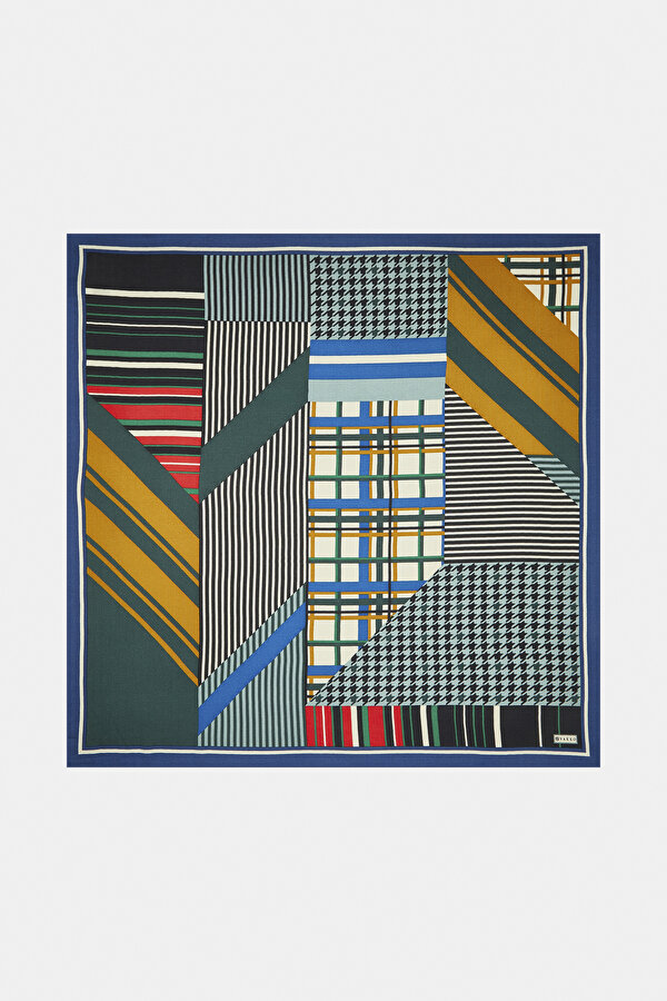 EMERALD GREEN GEOMETRIC DESIGN CASHMERE/SILK SCARF