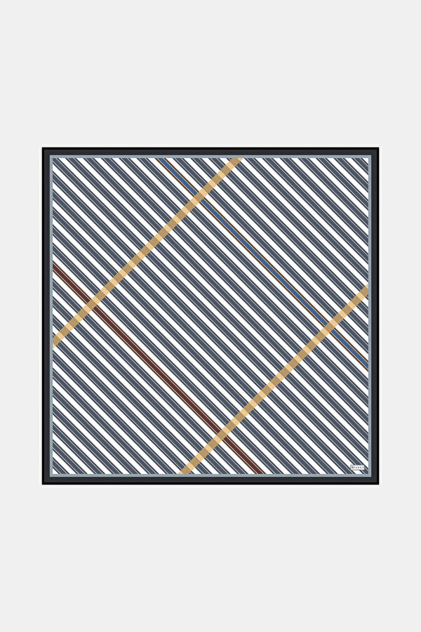 ANTHRACITE GEOMETRIC DESIGN TWILL SCARF