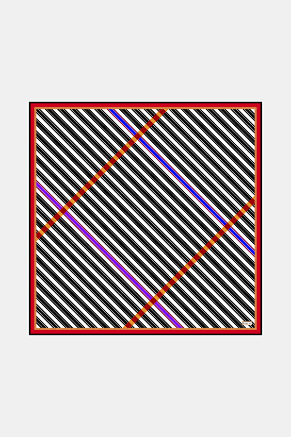 SİYAH GEOMETRİK DESENLİ TWILL EŞARP